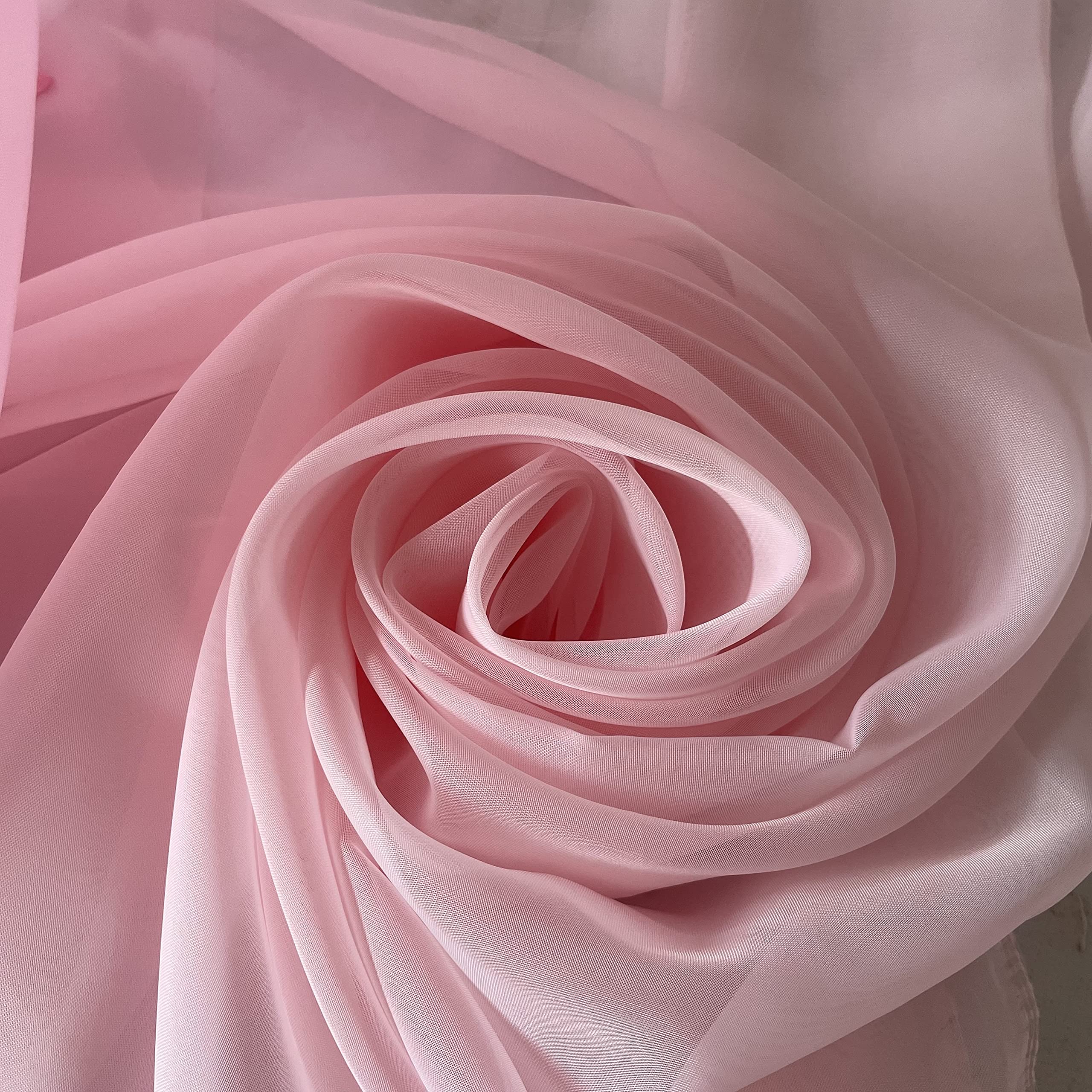 Megachest pair of sheer voile RING top (light pink, 56" wideX81 drop(W142cmXH206cm)) — image 1