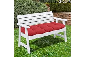 Sweet Home Collection Patio Chair Cushions Outdoor Loveseat Lounge Seat Pads Premium Comfortable Thick Fiber Fill Tufted 44" x 19", 1 Count (Pack of 1), Red
