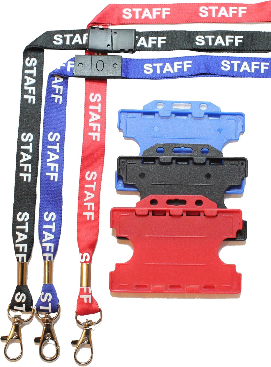 Customcard ltd® Printed Staff Safety Neck Lanyard Metal Clip with Double Sided ID Card Holder Blue