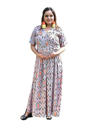 Wrap Dress Orange Square Print