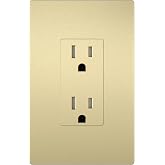 LIDER Receptacle, Interchangeable Face Cover, Wall Outlet, 15A, Matte Gold | Residential, 125V, Tamper-Resistant, Child Safe, Self-Grounding, Polycarbonate Thermoplastic, Screwless Wall Plate, UL Listed