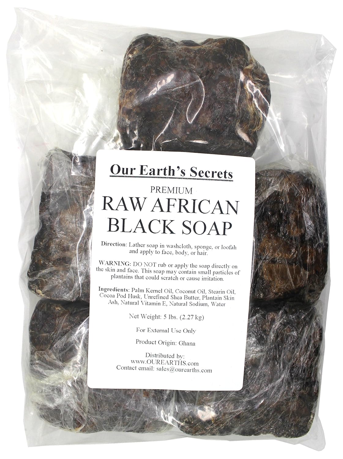 Our Earth's Secrets Premium Natural Raw African Black Soap, 5 lbs