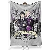 Jay Franco Plush Throw Blanket – 46" x 60" Inch Kids Soft & Cozy Fleece Throw for Bedroom & Couch Décor, Official Licensed Product, White - Wednesday