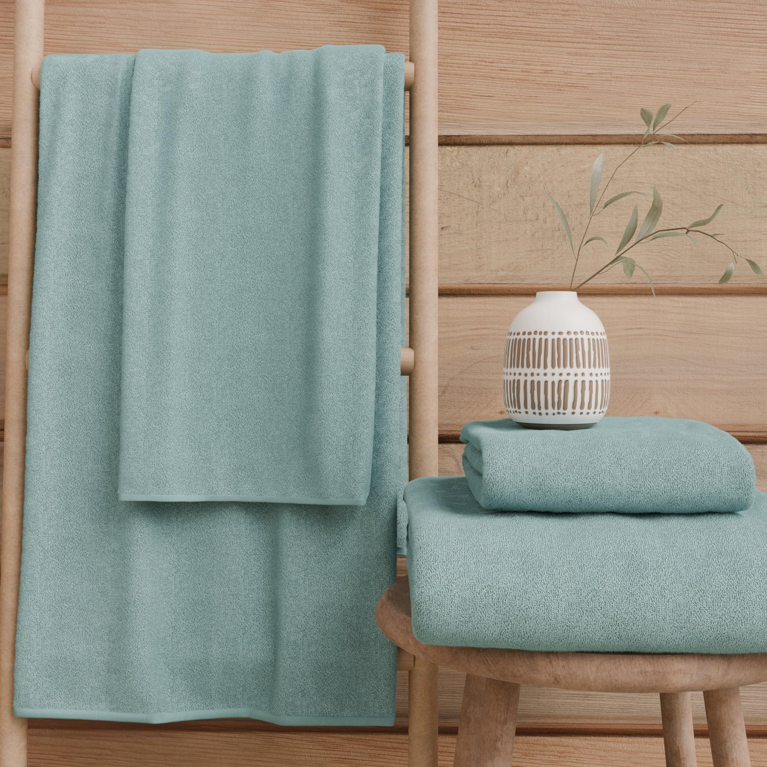 PETTI Artigiani Italiani - 100% Cotton Terry Bath Towels, 1+1 Towel Set, 2 Pieces 1 Face Towel and 1 Hand Towel, Aquamarine Towels