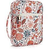 Gientten Bible Cover for Women with Flowers Printing, Bible Books Carrying Case with Durable Handle, Quilted Case for Girls Bible Study Supplies Accessories