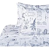 J-pinno Cars Tank Helicopter Aircraft Military Transport Vehicles Sheet Set Full for Kids Boy Children,100% Cotton, Flat Sheet + Fitted Sheet + Two Pillowcase Bedding Set Full