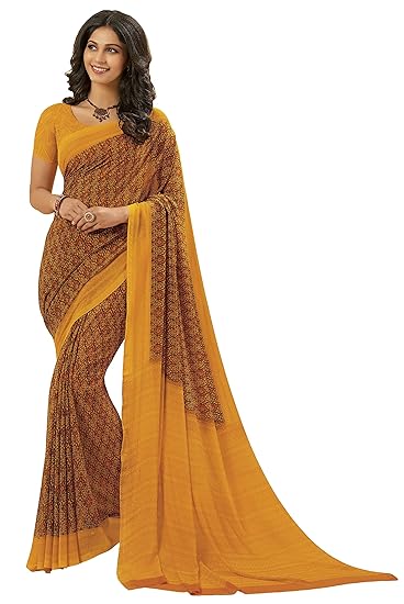 Womens Multi-Coloured Georgette Printed Saree And Blouse Material_RKSCSU35104