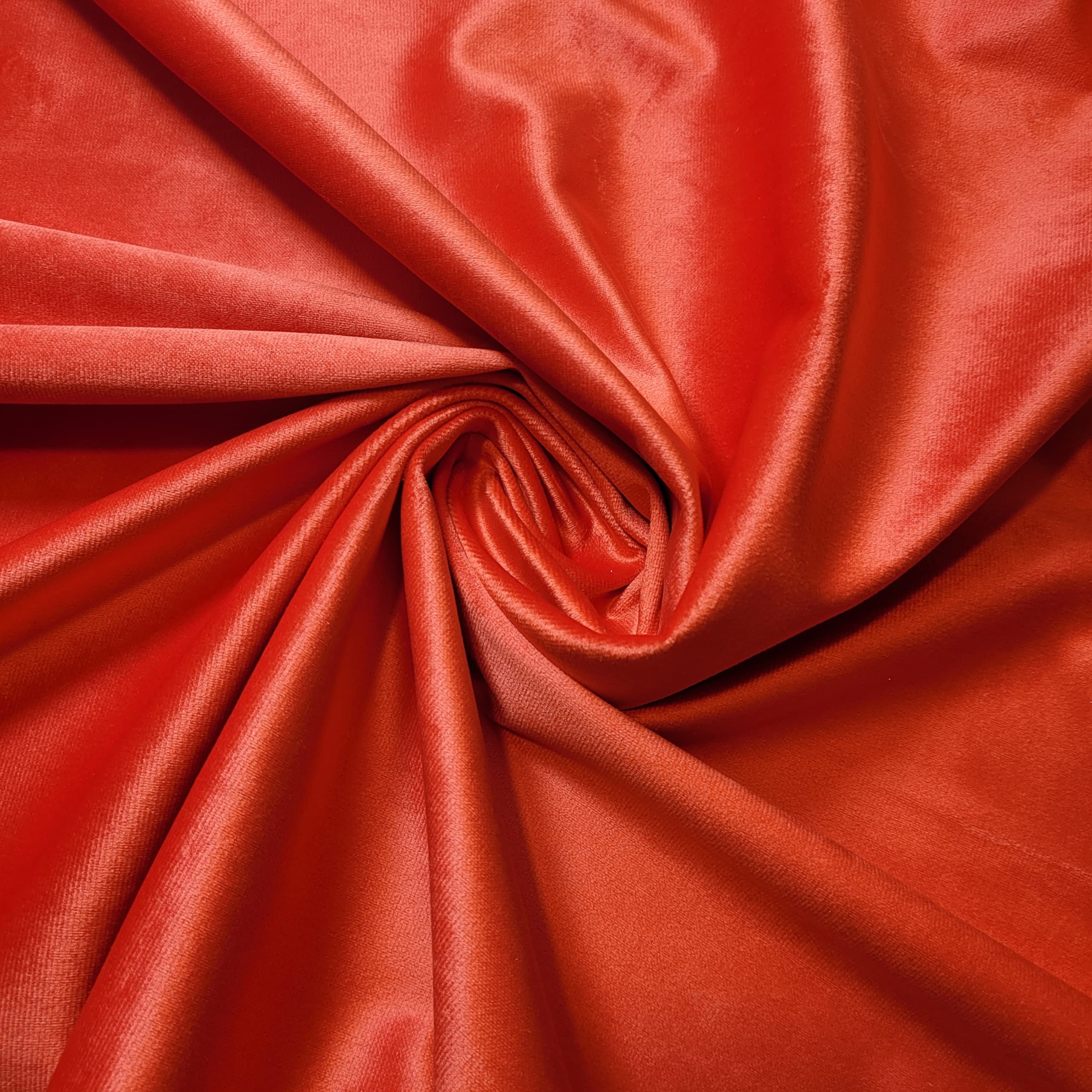 58" (150 cm) Wide Faux Plush Velvet Fabric for Upholstery & Curtains - Soft Luxurious Non-Stretch Material in Printed Plain & Crush Patterns - Ideal for Home Decor & DIY Projects (Red)