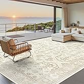 Soalmost 8x10 Area Rugs, Washable Rugs, Large Stain Resistant Beige Area Rug for Living Room Bedroom Dining Room, Vintage Farmhouse Rug