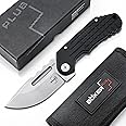 BÖKER PLUS® Dvalin Folder Drop - folding knife with G10 handle black - modern pocket knife with extra sharp D2 Droppoint blade - tactical edge flipper EDC knife with sheath & gift box