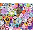 Springbok's Bloomin Buttons 1000 Piece Jigsaw Puzzle for Adults by Artist Linda Stewart Features a Photo of a Floral Composition Made from Buttons and Paper