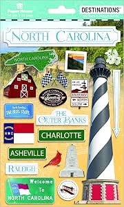 3er Pack North Carolina Reise-Aufkleber Von Papier House – 2D Folien-Sticker Für Scrapbooking & Schulprojekte