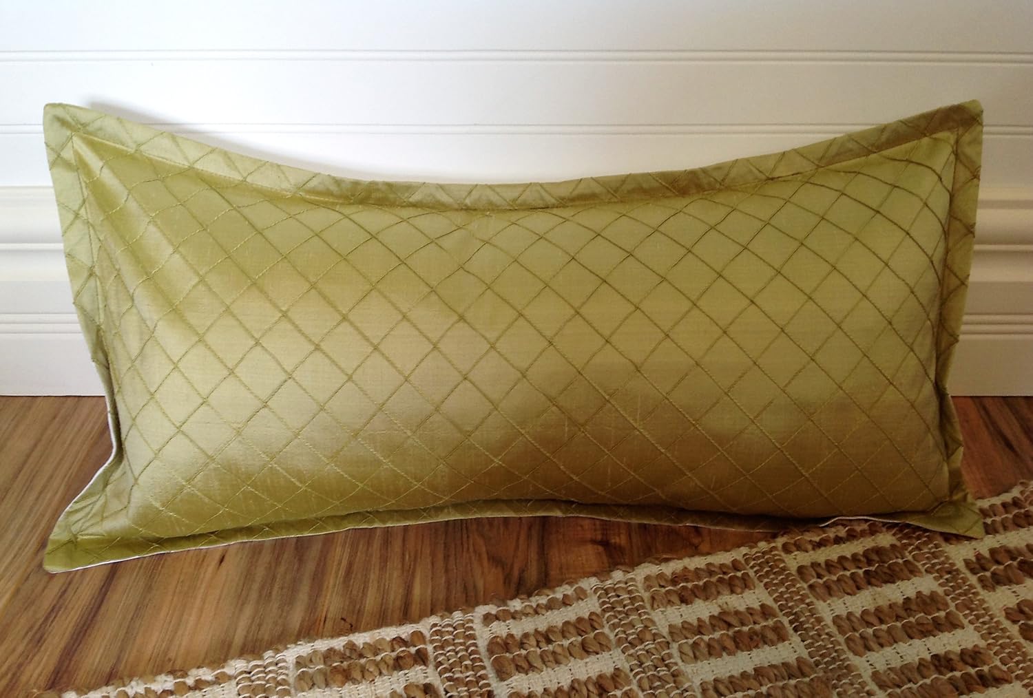 Amazon Com Light Green Diamond Stitch Pillow Cover 12 X 24 Handmade