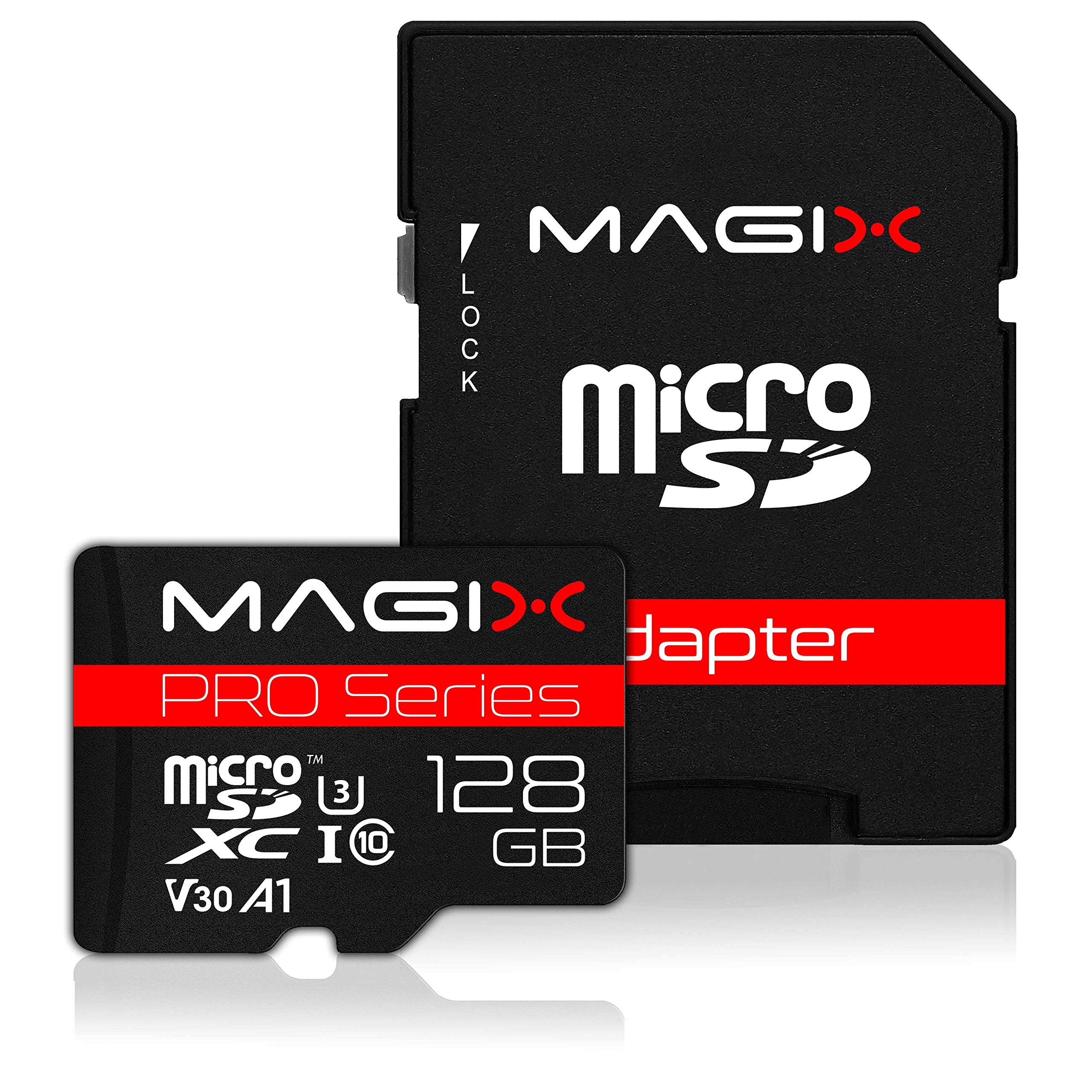 Magix 128GB microSD Card Class10 V30 U3, Read Speed Up to 95 MB/s, PRO Series (SD Adapter Included)