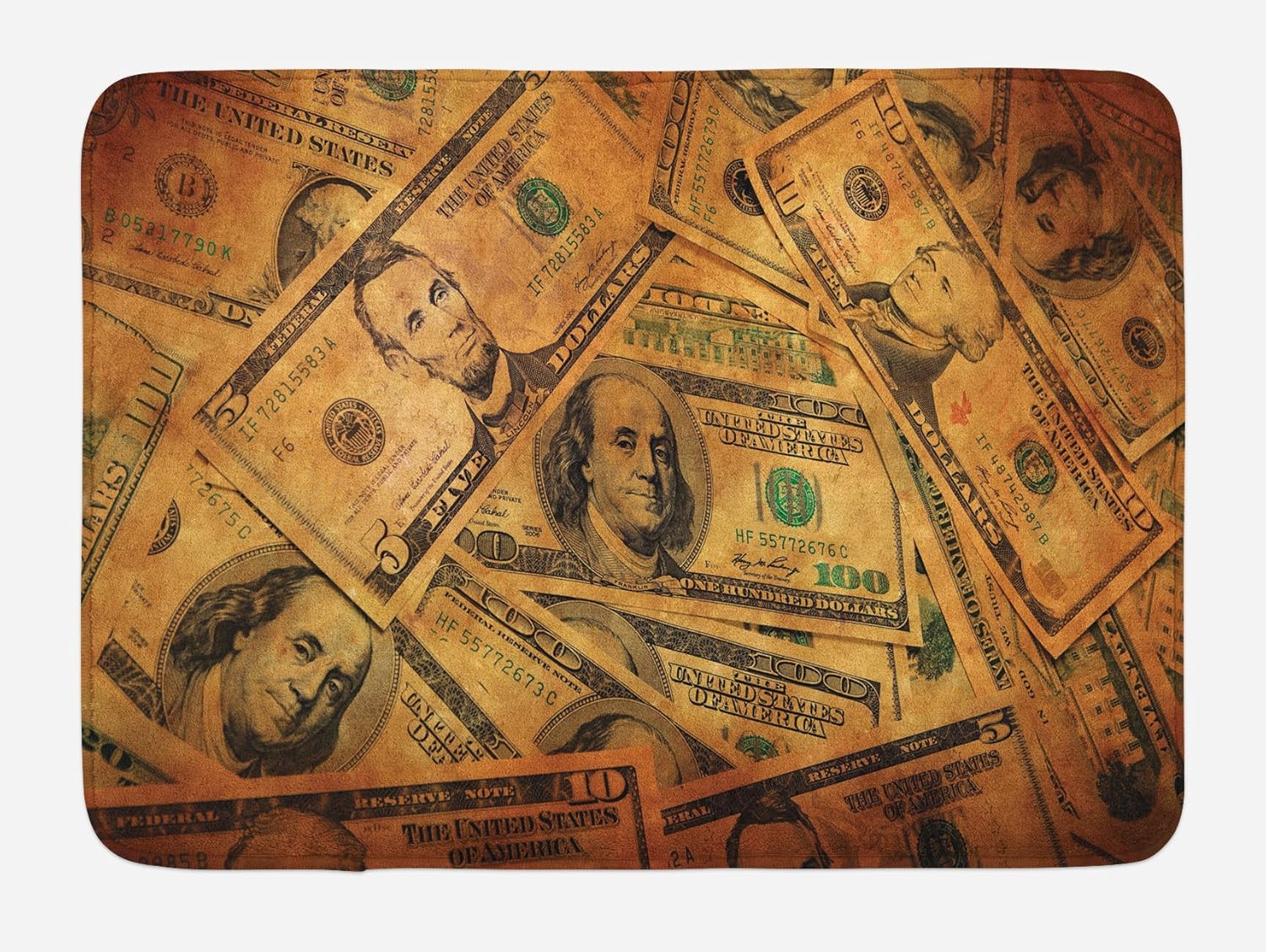 Amazon Com Ambesonne Money Bath Mat Grunge Style Background With Fiver Sawbuck And Century Note Important Plush Bathroom Decor Mat With Non Slip Backing 29 5 X 17 5 Pale Green Brown Kitchen Dining