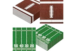 ACTILIZE 100-Pack Football Party Napkins, 2 Designs, Disposable Paper Napkins for Super Bowl, Football Birthday, Tailgate Party Decorations & Supplies