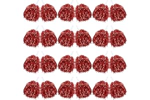 VAIPI 60 Pcs Cheerleading Pom Poms Bulk Cheer Pom Poms Sets Metallic Foil Fun Spirited Cheer Pom Poms with Plastic Handles, Cheerleader Pompoms for Kids Adults Sports Match Cheering Squad