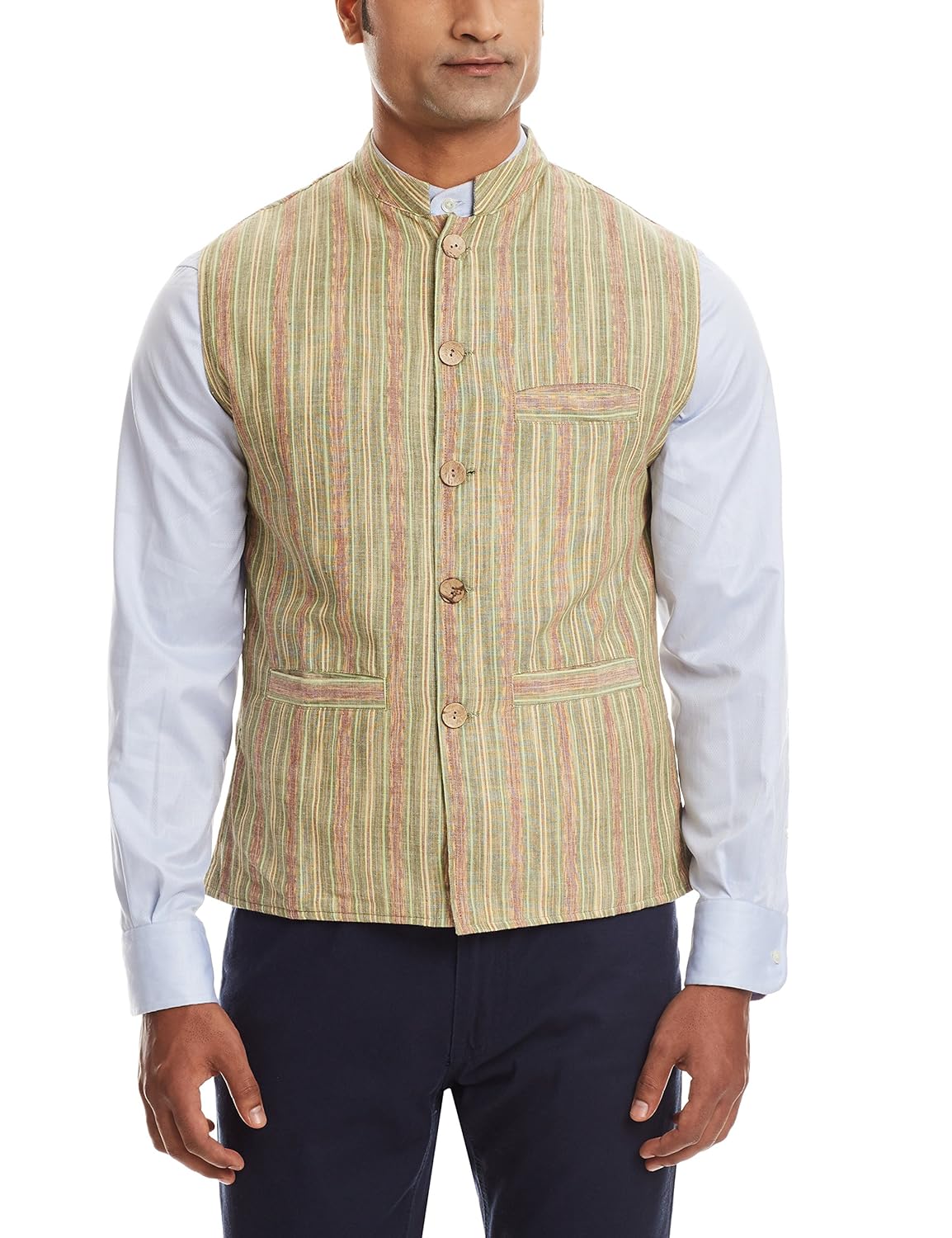 sobre estilo men's banded collar cotton jacket