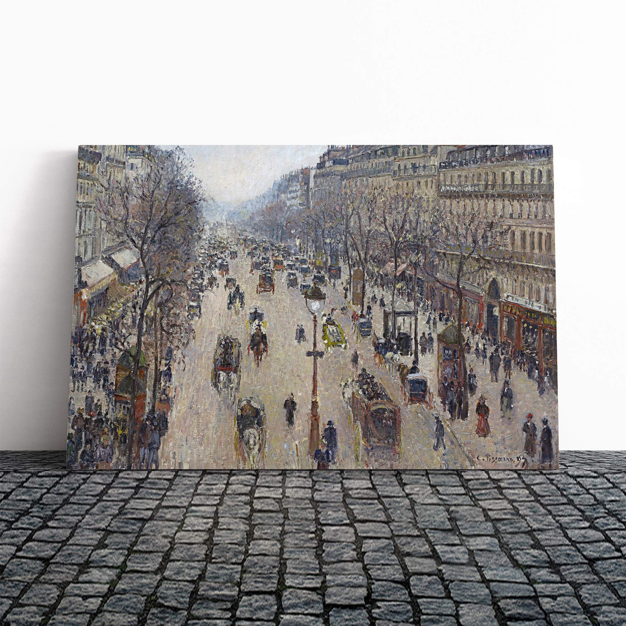 Camille Pissaro Boulevard Montmarte Canvas Print | Gallery Wrapped 30mm Frame Wall Art | 20x14 inches | Ready to Hang | Modern Picture | Living Room Bedroom Lounge Office