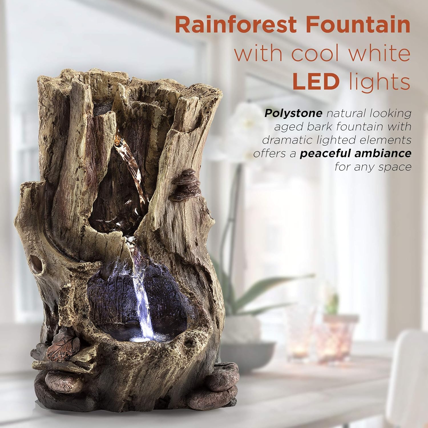 Alpine Corporation 11" Tall Indoor Rainforest Tabletop Fountain with LED Lights : Tabletop Fountains : Garden & Outdoor