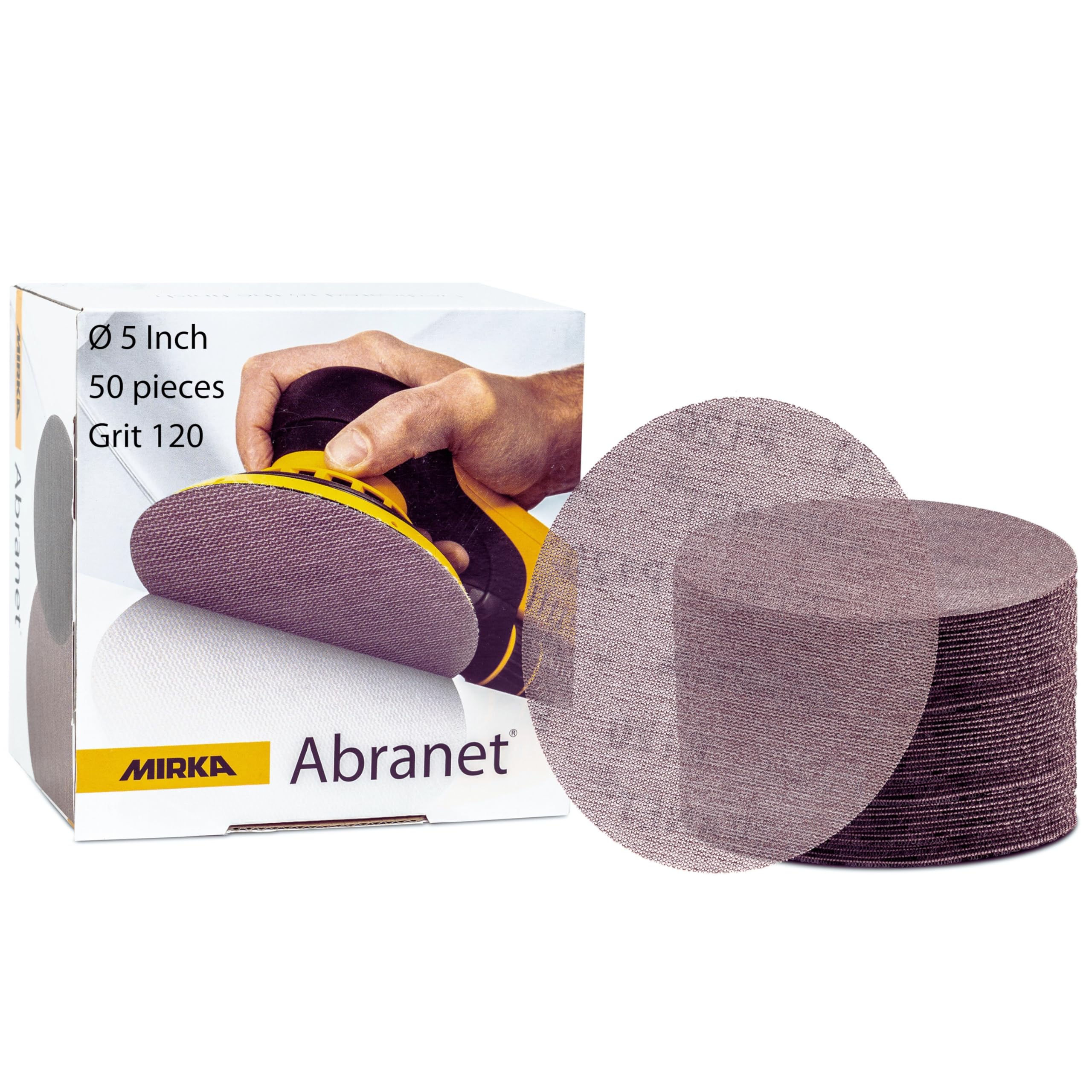 Mirka Abranet Net Disc / 5 inch/Grit 120 / Sandpaper Sanding Discs Hook and Loop / 50 pcs / 9A-232-120 — image 1