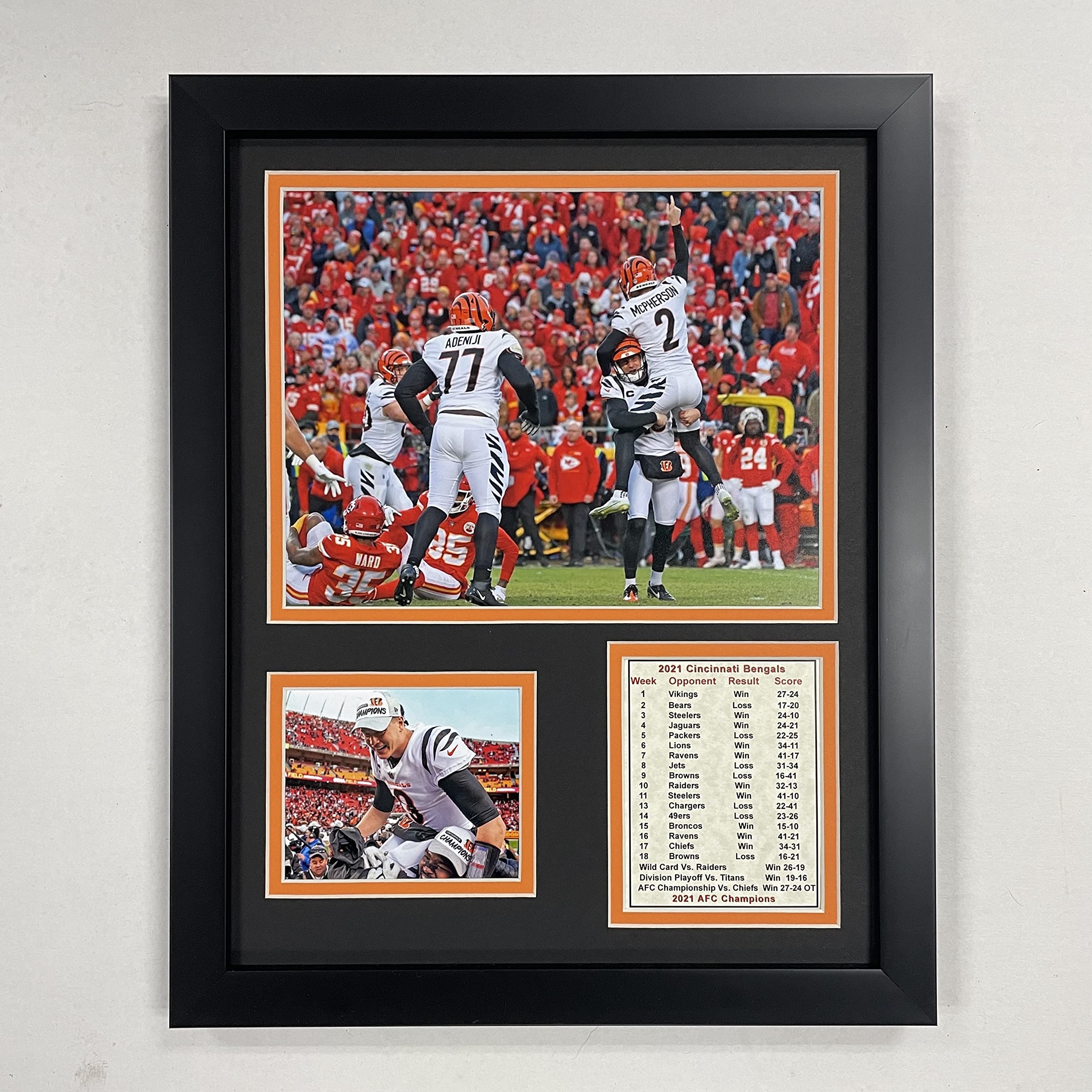 Legends Never Die, Inc. Cincinnati Bengals | 2021 AFC Champions | 12"x15" Framed Photo Collage