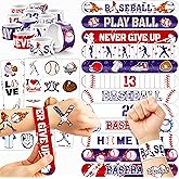 72PCS Baseball Party Favors - 48 Pre-Cut Tattoos & 24 Slap Bracelets for Kids, Perfect for Sports-Themed Birthdays, School Prizes, and Classroom Rewards