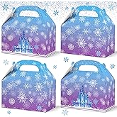 Gretion 16PCS Snowflake Gift Bags, Blue Purple Paper Winter Party Favor Boxes, Snowflake Castle Candy Goodie Bags for Holiday Presents, Party Favors, Christmas Birthday Decoration
