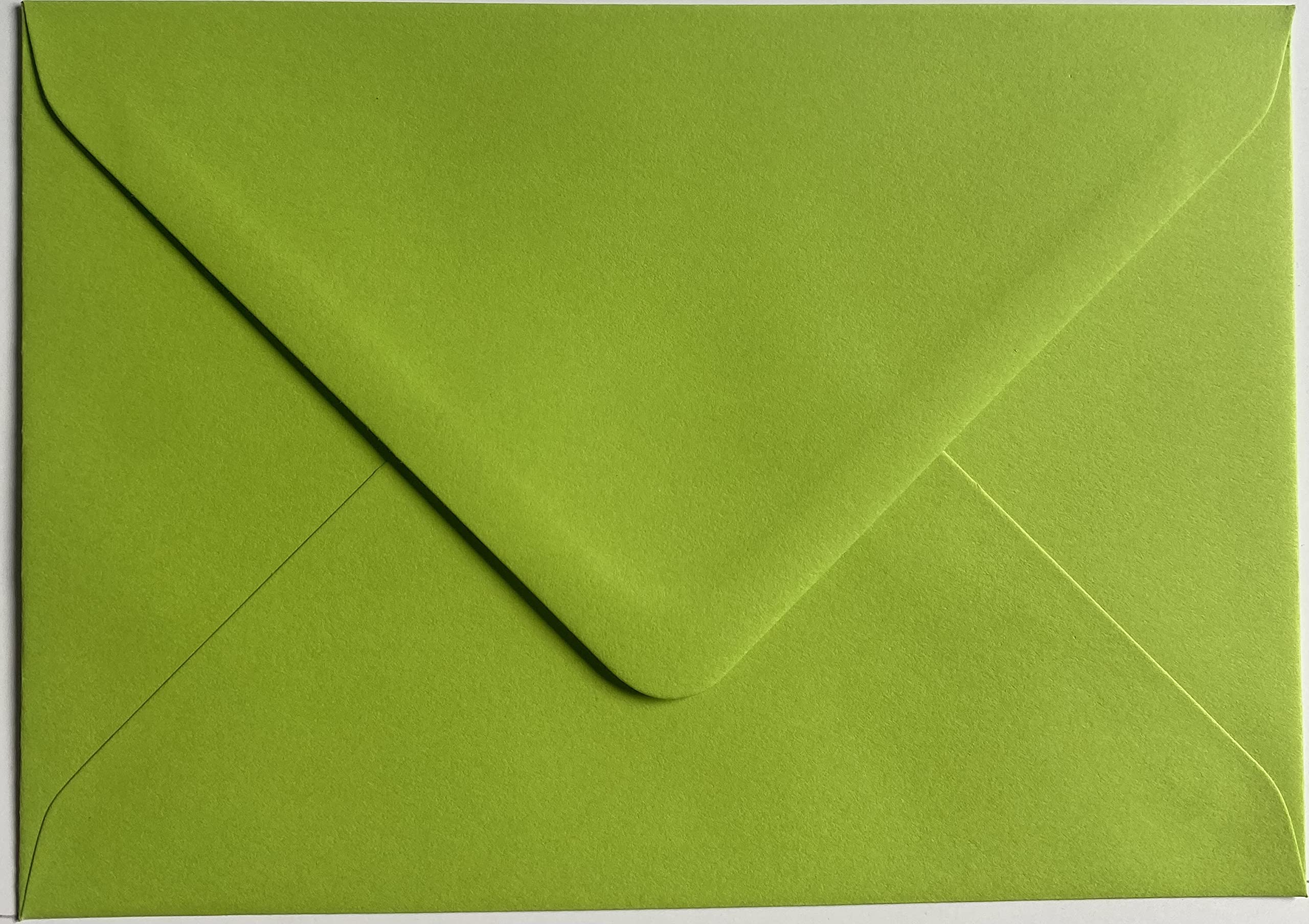 C5 Coloured envelopes for A5 Greeting Cards Christmas Cards Wedding Invitation Crafts 162x229mm- Pack of 40 envelopes (Lime Green)