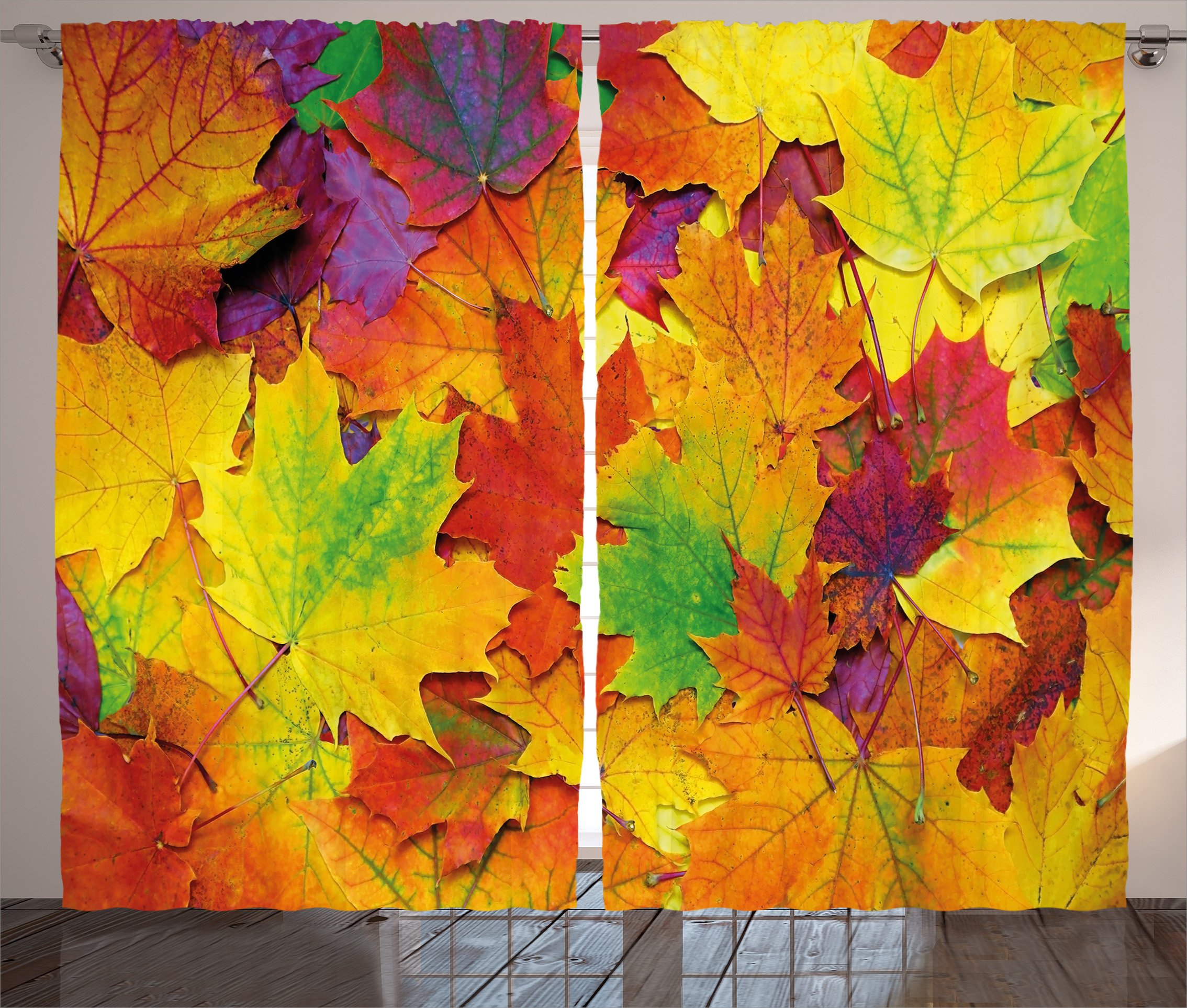 Ambesonne Fall Curtains, Different Colored Vibrant