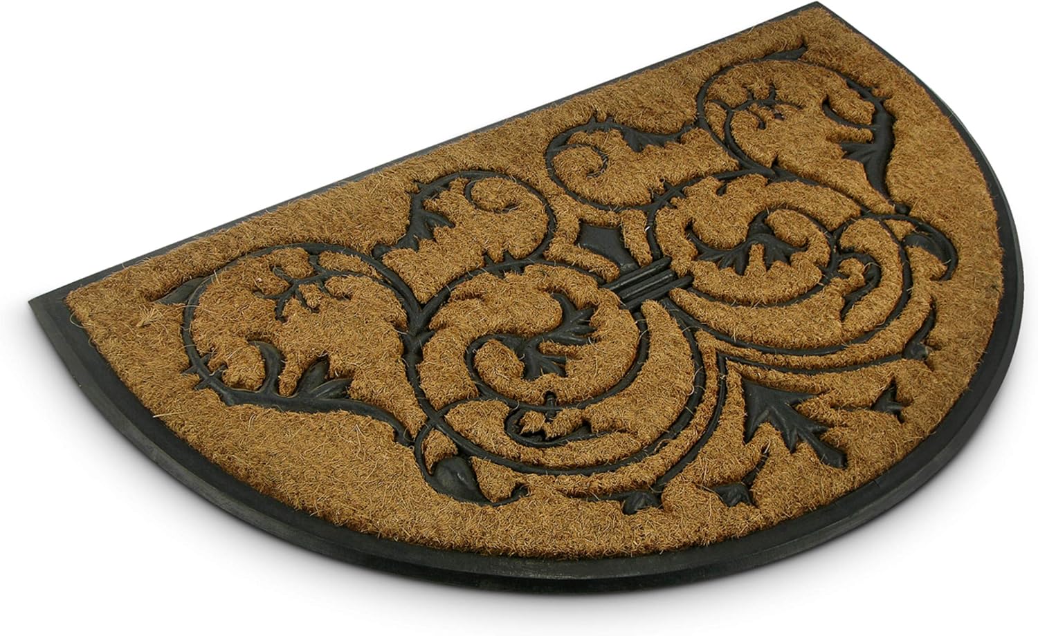 Relaxdays Semi-Circular Coir Doormat 100 x 60 cm w/ Anti-Slip Rubber Underside Welcome Mat, Brown, 60 x 100 cm (Semicircular)