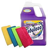 Fabuloso Makes 64 Gallons Lavender Purple Liquid Multi-Purpose Professional Household Non Toxic Fabolous Hardwood Floor Cleaner Refill + Uben Microfiber 12 X 12 Cleaning Cloth Colors May Vary - 4 Pack