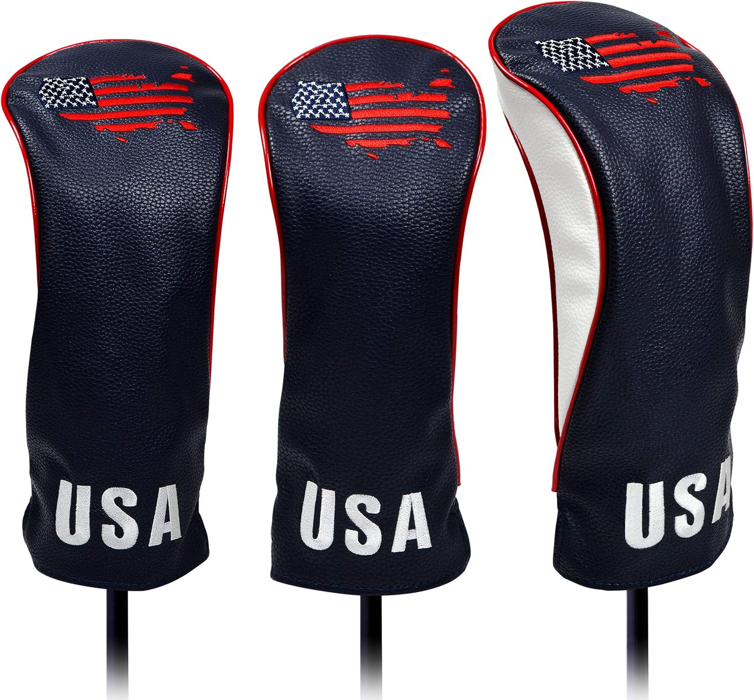 USA Golf Head Covers for Driver & Fairway Woods (Set of 3) - Premium Leather Headcovers, Designed to Fit All Woods and Drivers (Navy) : Sports & Outdoors