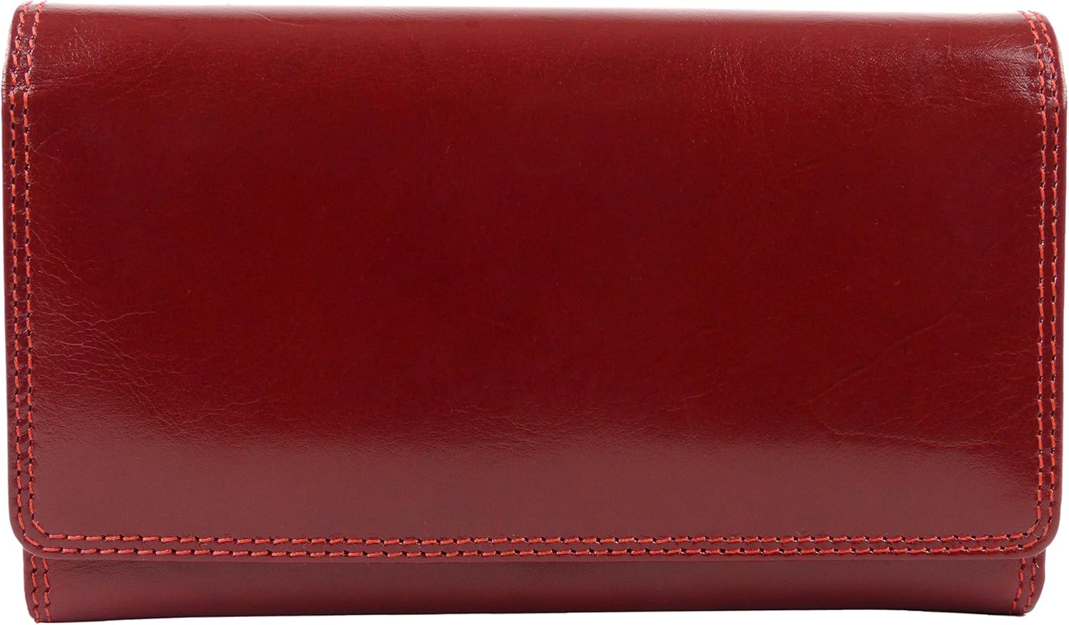 Visconti Ladies Italian Leather Clasp Purse/Wallet Monza Collection Classic Gift Boxed (Red), Italian Red