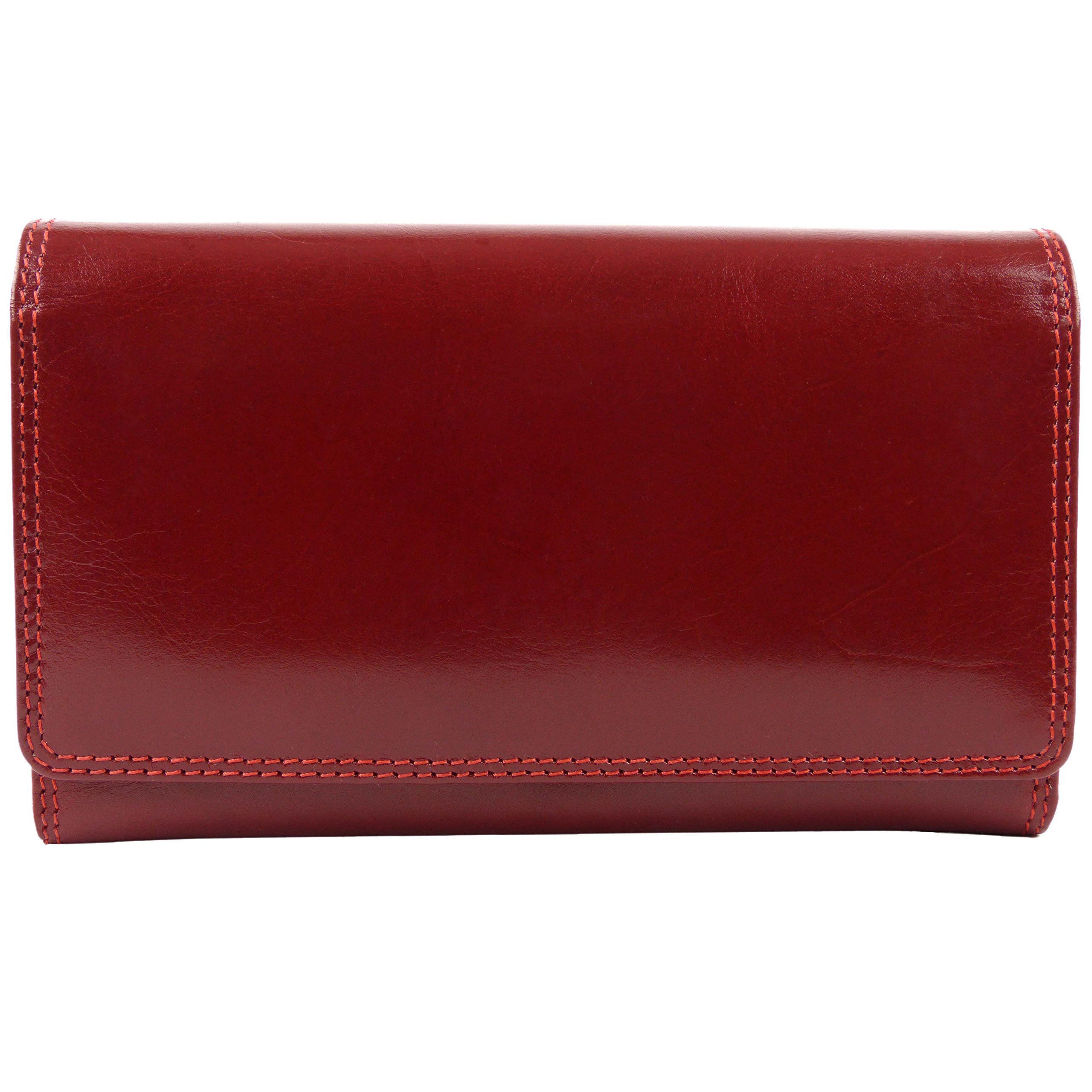 Visconti Ladies Italian Leather Clasp Purse/Wallet Monza Collection Classic Gift Boxed (Red)