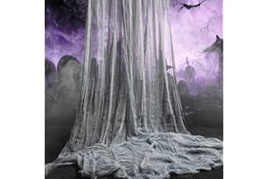 Watayo 400 x 40 Inch Large Size Halloween Creepy Cloth- Gray Halloween Spooky Fabric Cloth- Scary Creepy Gauze Cloths for Hal