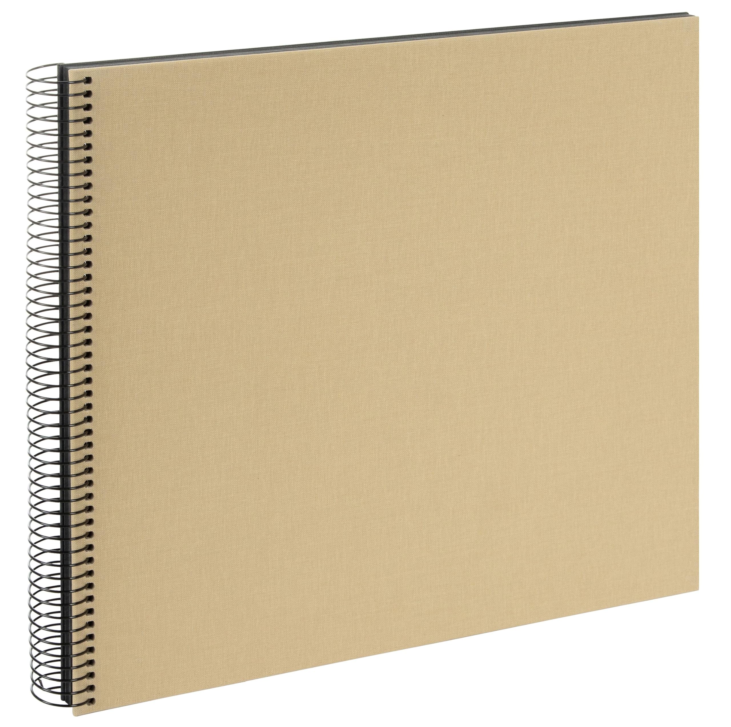 goldbuch Bella Vista 25 506 Spiral Album, Beige Photo Album 35 x 30 cm, Photo Album with 40 Black Pages, Front Cover Made of Linen, Photo Book for Pictures and Photos for Gluing, Sand Cover