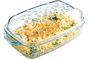 Simax Clear Glass Rectangle Roaster Pan With Lid, Raised Ridges for Fat Free Cooking, Durable Borosilicate Glass, Microwave a