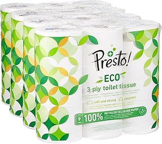 Amazon-Marke: Presto! 3-lagiges ECO Toilettenpapier, 36 Rollen (4 x 9 x 200 Blätter)