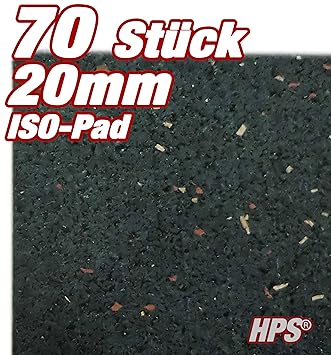 HPS® 70Stück 20mm - Gummipad Terrassenpad, Gummigranulat, für den Terrassenbau. Hochwertige Gummimischung als Unterlage für U