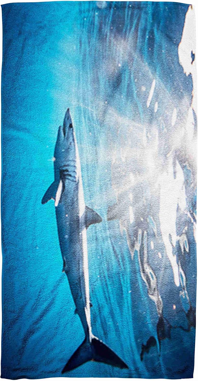 Bisead 30×60 Inch Beach Towel,Shark Diving Sea Coast Cabo San a Mako Lucas,Mexico,Large Absorbent Quick Dry,Beige Pink