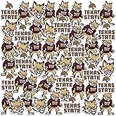 Texas State University Secondary Logo Mascot 50ct Vinyl Sticker Pack – Large Waterproof Bobcats Mascot & Texas State Wordmark Decals for Laptops, Water Bottles, Tablets, Scrapbooks, Vehicles & More