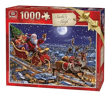 King 5768 Puzzle Natalizio Con Slitta Di Babbo Natale 1000 Pezzi A Colori 68 X 49 Cm