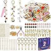 319Pcs Lip Gloss Keychain Making Kit, Including 18 Keychain Clips, 20 Extender Chain, 117 Charms, 150 Jump Ring, 1 Jewelry Plier, Bag Charm Kit, Key Chains Making Supplies for DIY Crafting and Jewelry
