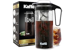 KAFFÈ Kaffe Cold Brew Coffee Maker, Iced Coffee Pitcher. Easy Clean, Double-Wall Tritan Glass (1.3L / 44oz)