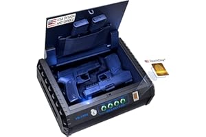 Viking Security Safe VS-37PZ Two Gun Safe with FBI Certified Fingerprint Safe Biometric Safe Sensor & Keypad 2 Handgun Capacity Pistol Safe Quick Access Handgun Safe Small Gun Safe 2 Pistol Safe