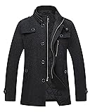 wantdo Men's Cashmere Peacoat Business Casual Wool