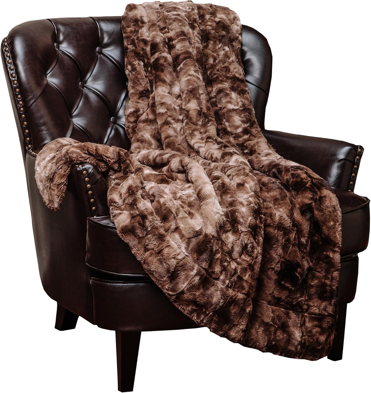 Chanasya Fuzzy Faux Fur Throw Blanket - Light Weight Blanket for Bed Couch and Living Room Suitable for Fall Winter and Spring (50x65 Inches) Chocolate: Home & Kitchen
