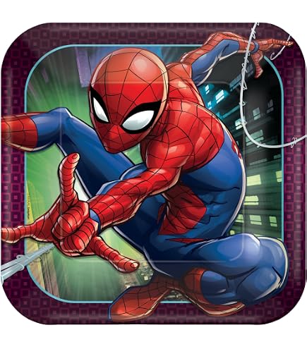 Platos De Papel Spider-Nan - Set De 10 Unidades Para Fiestas Infantiles De Cumpleaños