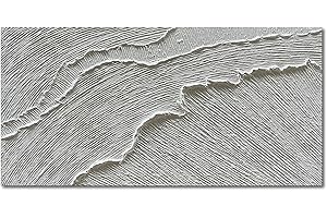 NANKAI Abstract Oil Painting, Black and White Beach Waves Landscape, 24x48 Inch, Hand-painted, Wall Art Decor for Living Room, Bedroom, Office